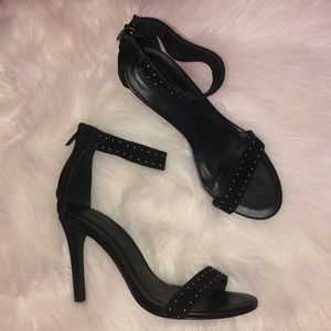 Joie black Agata suede ankle strap heels